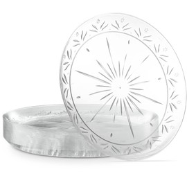 PLASTICPRO 9'' inch Premium Heavy Weight Crystal Clear Disposable Hard Plastic Dinnerware Party Plate Pack of 80