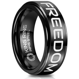 King Ring 8mm Freedom Spinner Ring – Stainless Steel Ring for Men & Women Fidget Ring Men Rings Intertwine Fidget Spinner K08 – Black Matt 8