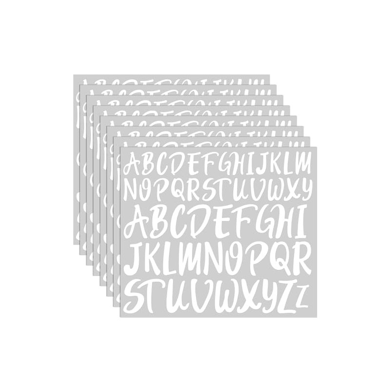 TaoBary 416 Pcs White Letter Stickers, 8 Sheets Cursive Alphabet