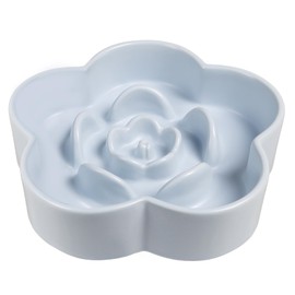 WoofinPets Ceramic Slow Feeder Dog Bowls, Anti-Choking Slow Food Bowls, 8 inch 11.3oz Slow Feeder for Medium, Large Breeds, Plum Puzzle Bowl, Non-Slip Silicone, Dishwasher and Microwave Safe, Blue