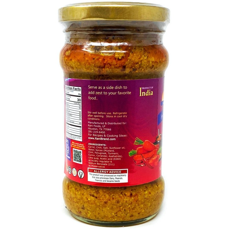 Rani Carrot & Chilli Pickle Hot (Achar, Spicy Indian Relish)
