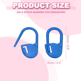 PATIKIL Crochet Stitch Markers, 200Pcs Plastic Knitting Markers Needle Pin Locking Stitch Marker for Sewing Crocheting DIY Craft, Blue