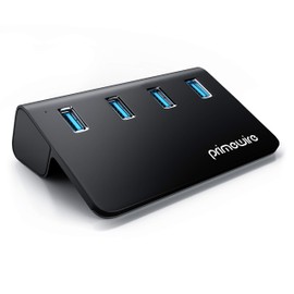 CSL - USB 3.0 Hub Active - 10 Gbps - 4 Port Splitter with Power Supply - USB 3.0 USB 3.2 Gen.2 Data Hub - for PC Notebook Laptop Ultrabook Tablet PC MacBook - Anthracite
