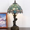 Small Tiffany Lamp Stained Glass Desk Lamp Sea Blue Dragonfly