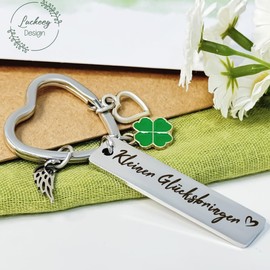 Key Fob Clover Lucky Charm, Small Items for Advent Calendar, Good Luck Gifts, Christmas, New Year's Eve Lucky Charm, Courage Gift, Small Gifts for Friends, Colleagues, Girlfriend, Stainless steels