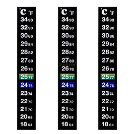 SunGrow Betta Stick-on Sticker Thermometers, 5.2 x 0.7 Inches, Green & Blue Temperature Indicator, 3 Stickers per Pack