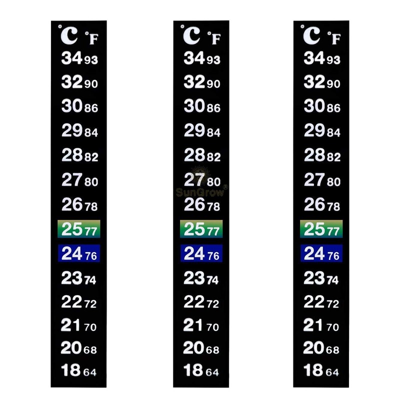 SunGrow Betta Stick-on Sticker Thermometers, 5.2 x 0.7 Inches, Green