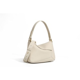 JIUFENG Genuine Leather Geometric Tote Handbag for Women, Womens Shoulder Bag Clutch Zipper Closure (Beige)