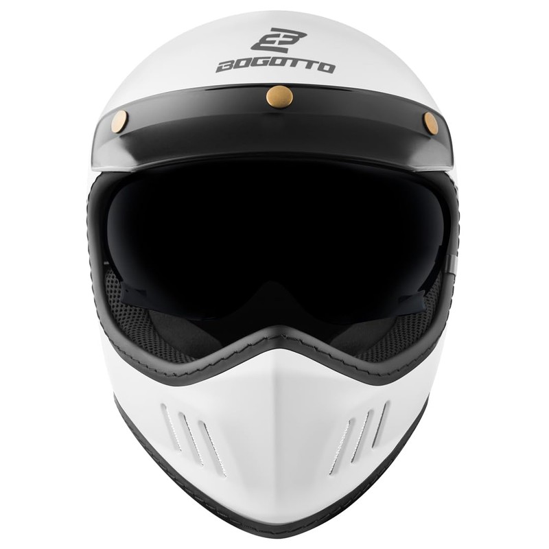Bogotto FF980 Caferacer Cross Helmet (Matte White, XS)