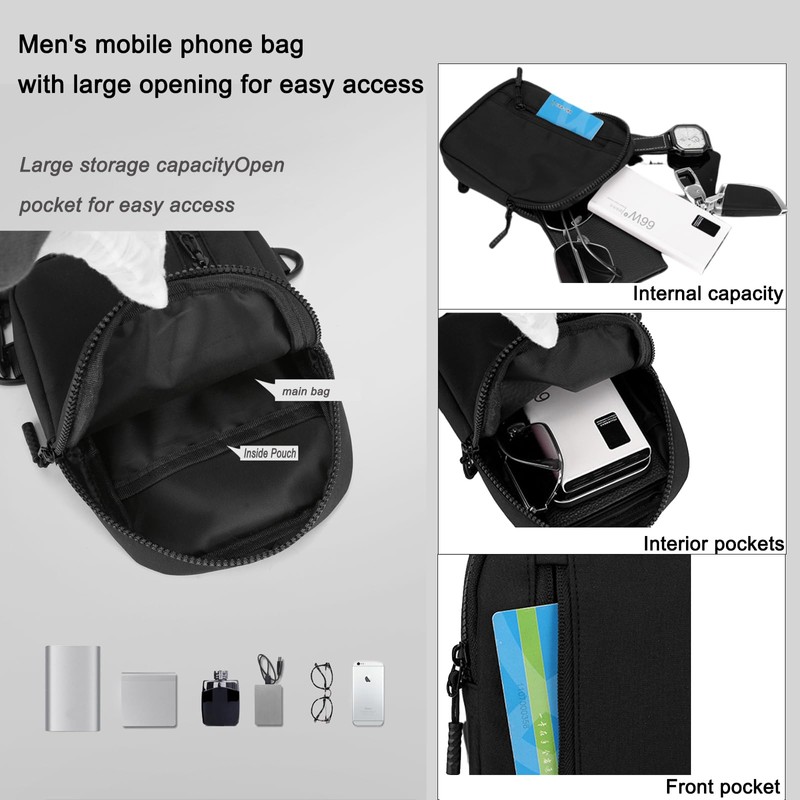 Fuaihui Small Sling Bag for Men, Cross Body Chest Shoulder