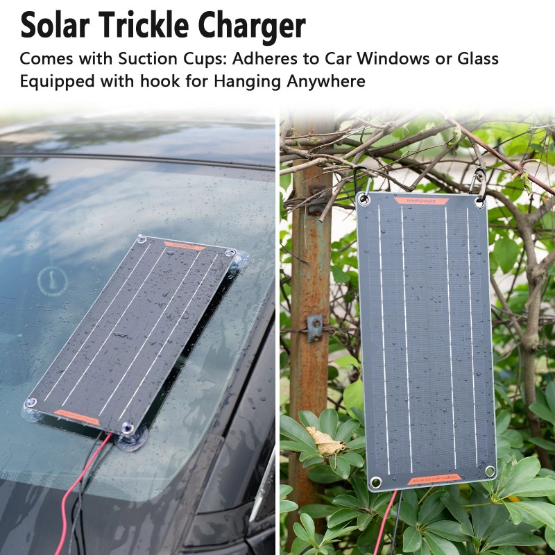 MHPOWOS 10W Solar Panel 12V Trickle Charger Battery Charger Kit