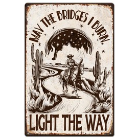 SUPERDANT Western Cowboy Metal Signs Cowboy and Horses Tin Signs Ranch Desert Vintage Tin Signs Vintage Wall Art Retro Decor for Bar Man Cave Farmhouse Living Room Bedroom Retro Metal Decoration