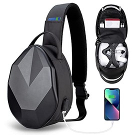 Oculus Quest 2 Case, Compact Carrying Case for Quest 2 VR Gaming Headset, Cable and Controllers Accessories, Waterproof Hard Travel Bag with USB Charging Port and Two-Way Shoulder Strap, Tech Gifts