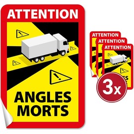 Stickerloveshop Blind Spot Attention Angles Morts Sticker – Pack of 3, 17 x 25 cm – Dead Spot Sticker Lorry, Bus and Motorhome France (Truck)