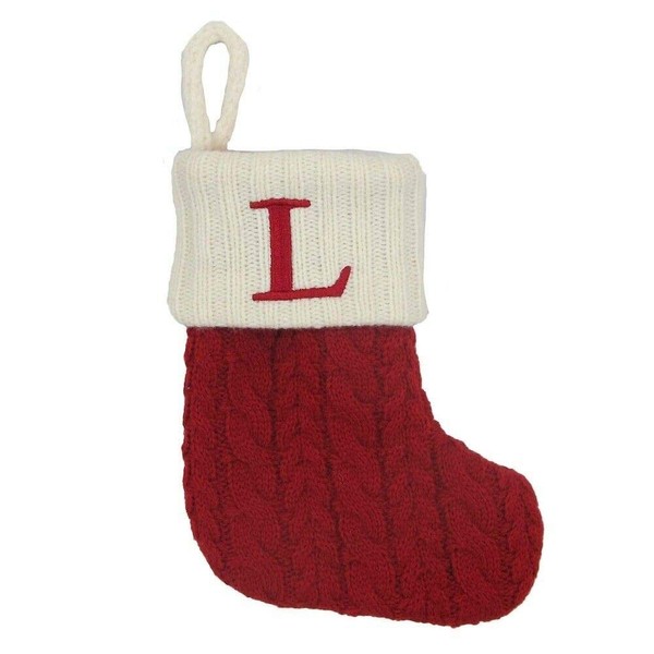 St. Nicholas Square Mini 7-in Knit Monogram Christmas Stocking, Letter L