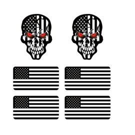 6 pcs Reflective Hard Hat American Flag and Skull Stickers, USA Hardhat Flag Decals, Tactical Morale Military Gear USA American Flag Helmet Toolbox (B/W)