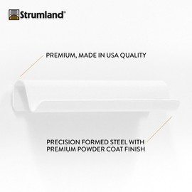 Strumland Floating Record Shelf – Modern Wall Mounted Vinyl Display for LP Albums, Minimalist Record Holder for Now-Playing Covers, USA-Made Steel Shelf for Album Artwork, Home or Studio Decor (White)