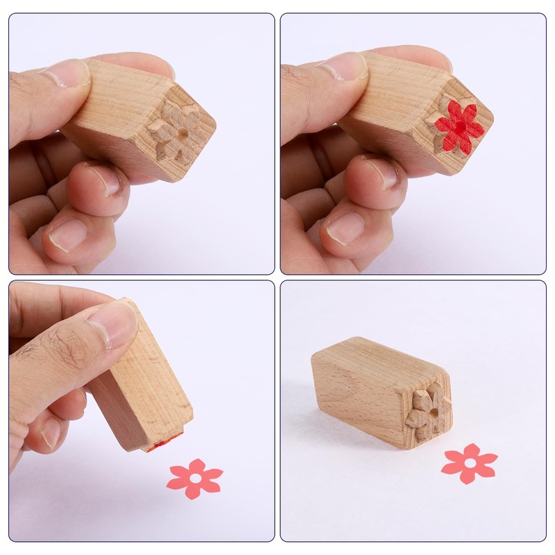 QUARKZMAN Holzquadrat Lebensmittelstempel 0,8" Durchmesser 2" Länge Holzblockdruckstempel Fret-Muster für