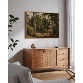 InSimSea Framed Canvas Wall Art Vintage Decor, Room Decor Classical Countryside Landscape Farmhouse Painting, Large Prints Artwork, Wall Art for Living Room Badroom Bathroom, 24"x36"