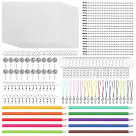 Yauhar 161Pcs Shrink Plastic Sheet Kit W Blank Sheets Shrinky Art Paper, Colored Pencils, Keychains Accessories, Earring Hooks, Butterfly Clutch Tie Tacks, Lobster Clasp Cords for Crafting