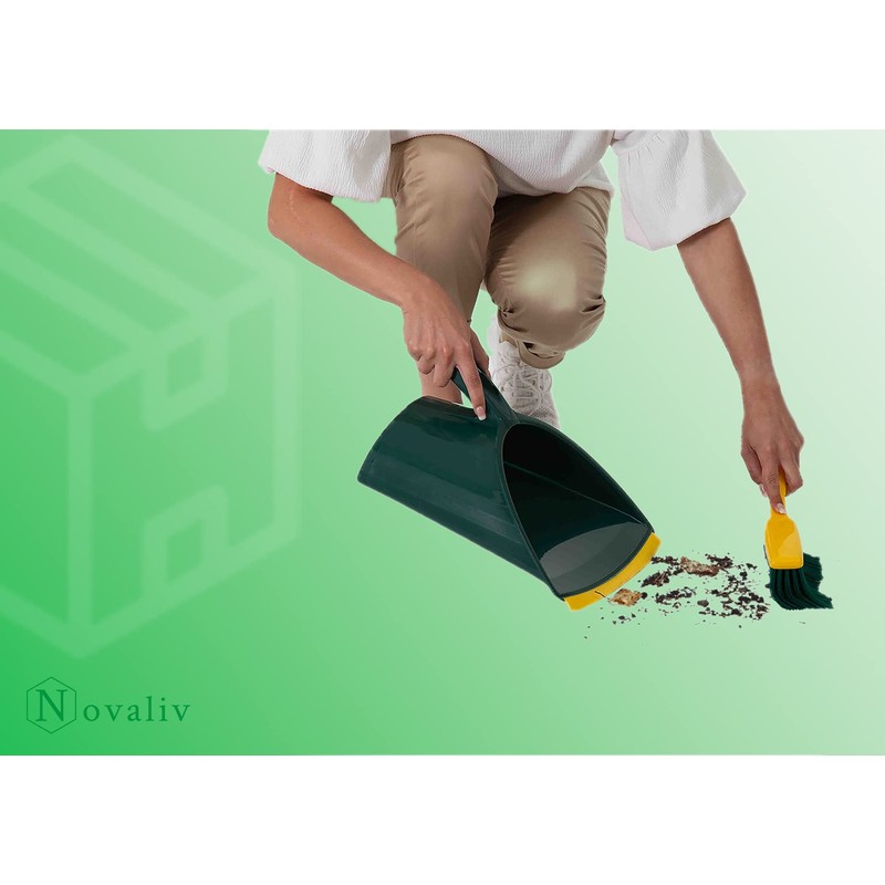Novaliv Dustpan Jumbo Claw Set 2-Piece Set Plastic Green Yellow