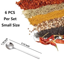 6 PCS Small Spoons for Spice Jars, 5.12 Inch Demitasse Spoon, Stainless Steel Mini Coffee & Tea Spoons, Cute Tiny Spoon for Stirring, Spices, Salt, Sugar, Dessert