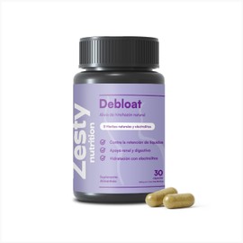 Zesty Nutrition Debloat - Suplemento Digestivo 100% Natural de 12 Ingredientes para Alivio de Inflamación y Gases, Hecho en México - 30 Cápsulas