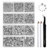 BEADSLAND 8,300-Piece Flatback Rhinestone Kit - White Round Crystal Rhinestones