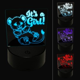 Sniggle Sloth It's a Girl Lion Gender Reveal 3D Illusion LED Night Light Sign Nightstand Desk Lamp