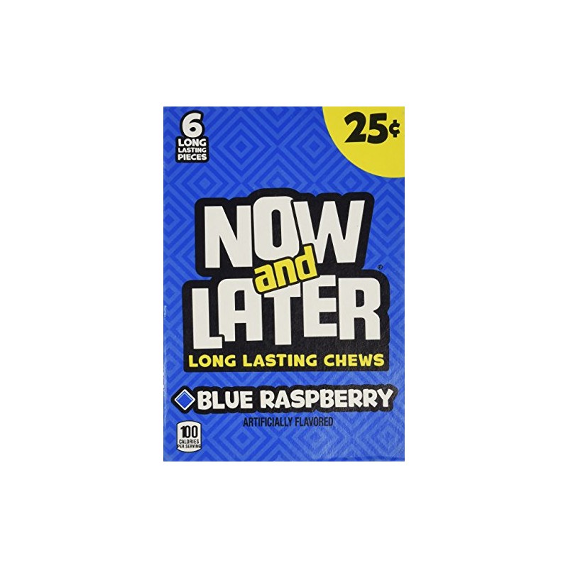 Now and Later Blue Raspberry Flavored Candy Twenty-Four 6-Piece Bars