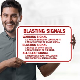 Blasting Signals Warning Blasting Signal All Clear Signal Sign, 12x18 Inches, Rust Free .063 Aluminum, Fade Resistant, Made in USA by My Sign Center