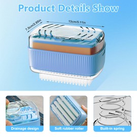 Soap Box with Roller Bubble Case for Laundry, Multifunctional Soap Box Scrubber & Storage Dispenser,Portable Bar Dispenser Brush for Laundry, Home & Travel KeepsSoap Dry & Hygienic