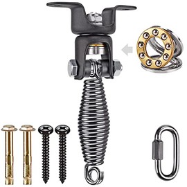 BeneLabel Heavy Duty Boxing Punching Bag Hanger with Spring, 350 LB Capacity, 360° Rotation Wood Beam Holder, 2 Wood Screws for Wooden Sets, 1 Carabiner, 1 Comfort Spring