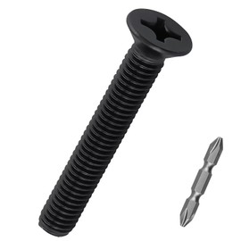 50 Pcs M5-0.8 x 30mm Black Flat Head Machine Screws, 304 Stainless Steel (18-8), with Double-Ended Bit, Phillips Drive Countersunk Metric Bolts, Black Finish, Ideal for Furniture, 3D Printing & DIY