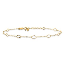 IceCarats 14K Solid Yellow Gold Oval 9 inch Anklet Summer Beach Foot Ankle Bracelet