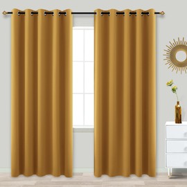 KOUFALL Gold Curtains for Living Room,84 Inches Long Room Darkening Extra 72 Inch Wide Blackout Grommet Thermal Insulated Bedroom Curtains Drapes 84 Inch Length 2 Panels Set