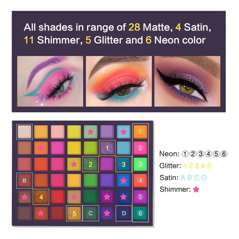 Paleta Sombras Sombras Maquillaje 48 Tonos Multicolor Ucanbe Exotic Flavor