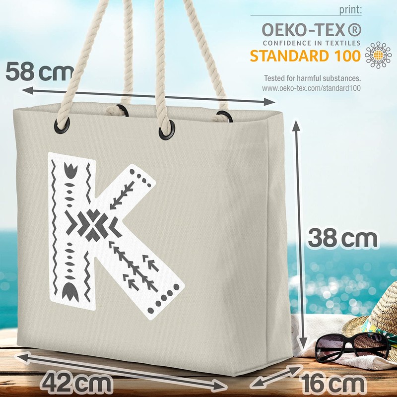 VOID K Dekorative Buchstaben Strandtasche Shopper 58x38x16cm 23L XXL Einkaufstasche