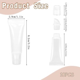 SZHENGSHAN Lip Gloss Squeeze Tubes, 10 Clear 8ml Soft Squeezable Lip Balm Containers, Refillable Mini Cosmetic Tubes for Travel/On-The-Go Makeup Storage