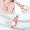 ALOHAMONI Pink Opal Necklace Cubic Zirconia CZ Diamond Pink Gold