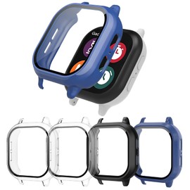 Snyeest [Paquete de 4] Funda compatible con Gizmo Watch 2 Protector de visualización para niños, vidrio templado solo compatible con Verizon Gizmo Watch 2, transparente, transparente, negro y azul