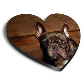 1 x Heart MDF Magnets - French Bulldog Puppy Dog 2689