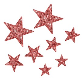Wuyaoyao 8PCS Star Stickers, Bling Rhinestone Star Car Stickers, Glitter Crystal Car Decals for Women Girls, Sparkling Car Bumper Sticker for Door Window Laptop Luggage, Car Decoration (Red)