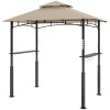Outdoor Khaki Barbecue Grill Gazebo 8' X 5' With Led