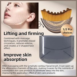 1/2 PIEZAS Cepillo Linfático de Contorno Facial para Esculpir – Anti-Hinchazón, Desintoxicación y Levantamiento, Mejora el Brillo de la Piel y Absorci