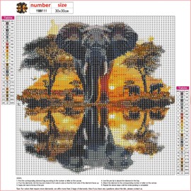 MXJSUA DIY Diamond Painting Kits for Adults, African Elephant Diamond Gem Art Painting for Beginners, Diamond Picture with Full Round Drill Dots Craft Set Gift, 12x12 Inch