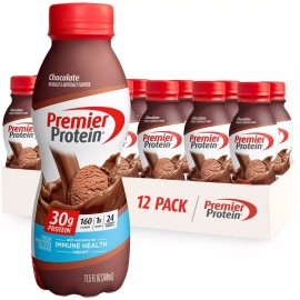 Premier Protein Shake, Chocolate, 30g Protein 1g Sugar 11.5 fl oz (Pack of 12)