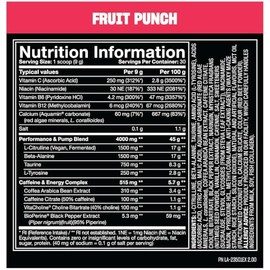 Mutant Madness Pre-Entreno en Polvo con Cafeína, Ponche de Frutas, 225 g
