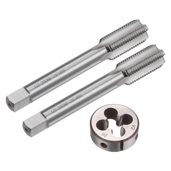 uxcell 3pcs Tap and Die Set, 1/2-20 UNF Thread Tap