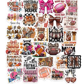 30PCS Football Stickers Pack – Waterproof Vinyl Football Mama & Game Day Decals for Laptop, Helmet, Water Bottle, Scrapbook – Sporty Stickers for Moms, Kids, Teens